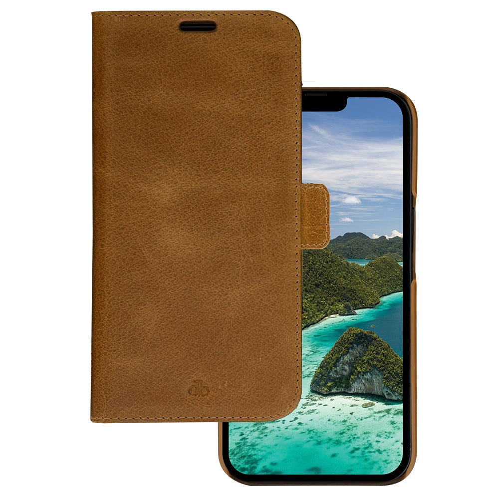 iPhone 14 Pro Max dbramante1928 Lynge Ægte Læder Magnet Flip Cover - Tan