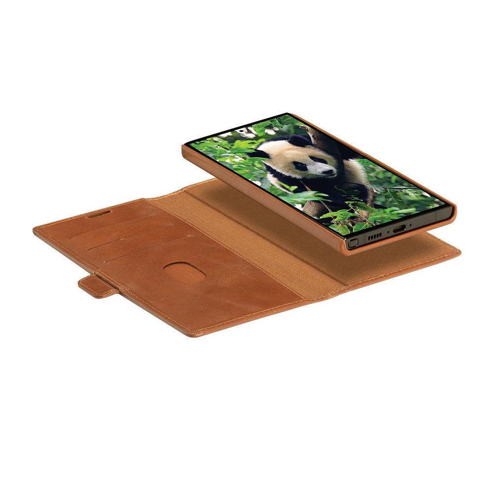 Samsung Galaxy S23 Ultra dbramante1928 Heather Magnet Flip-deksel i ekte skinn - brun