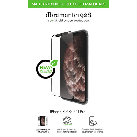 iPhone 11 Pro / Xs / X dbramante1928 Eco-Shield skjermbeskytter m. Installasjonsramme - Black Edge