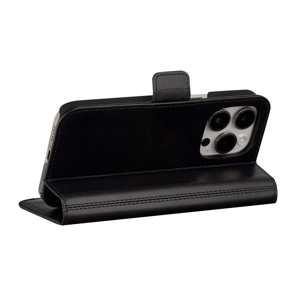 iPhone 15 Pro dbramante1928 Copenhagen Slim Flip-deksel i ekte skinn m. Lommebok - Svart