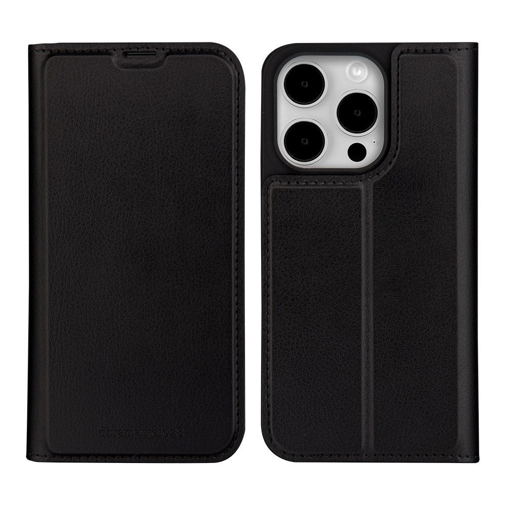 iPhone 15 Pro dbramante1928 Oslo Ultra-Slim Læder Flip Cover m. Pung - Black