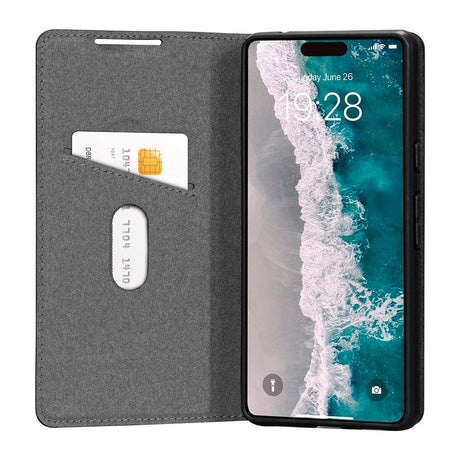 iPhone 15 Pro dbramante1928 Oslo Ultra-Slim Leather Flip Cover m. Lommebok - Svart