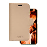 iPhone 12 Mini - dbramante1928 New York 2-i-1 Ægte Læder Flip Cover - Sahara Sand
