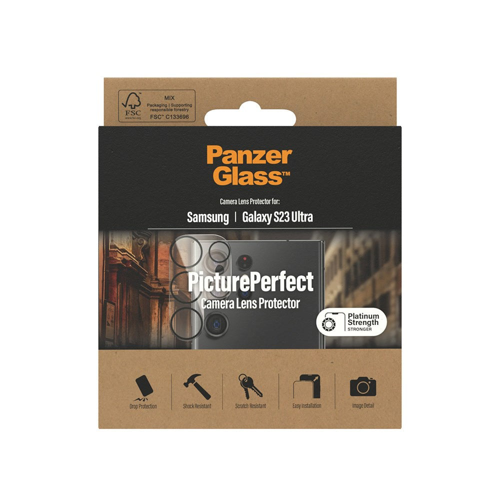 Samsung Galaxy S23 Ultra PanzerGlass PicturePerfect - Kamerabeskyttelsesglass - Gjennomsiktig / Svart
