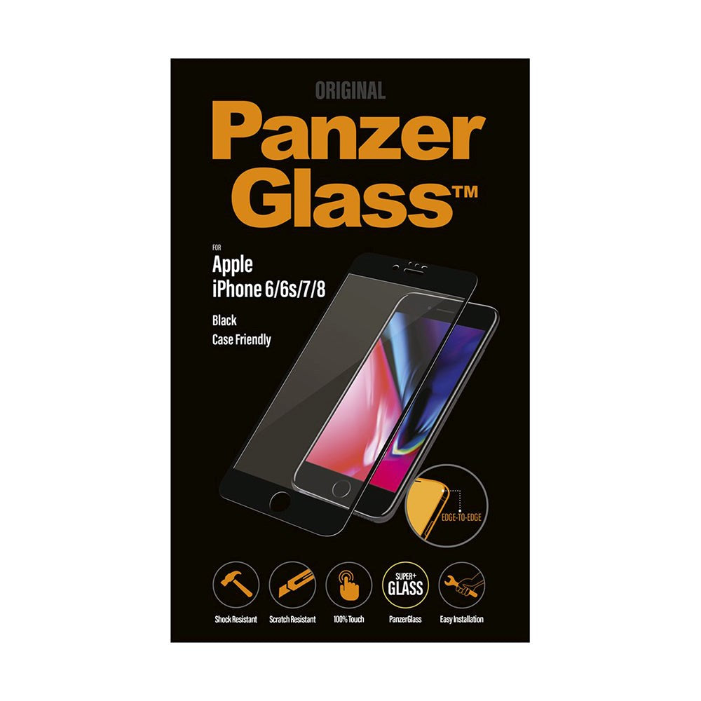 iPhone 6/6s/7/8/SE (2020/2022)/7/8 PanzerGlass Edge-To-Edge skjermbeskytter - Veskevennlig - Svart