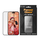 iPhone 15 PanzerGlass Ultra Wide Fit Keramisk Beskyttende glass m. EasyAligner - Black Edge