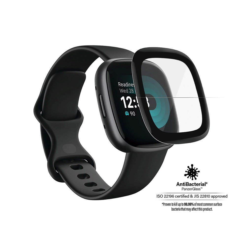 Fitbit Versa 4 / Versa 3 / Sense PanzerGlass skjermbeskytter i herdet glass - svart kant