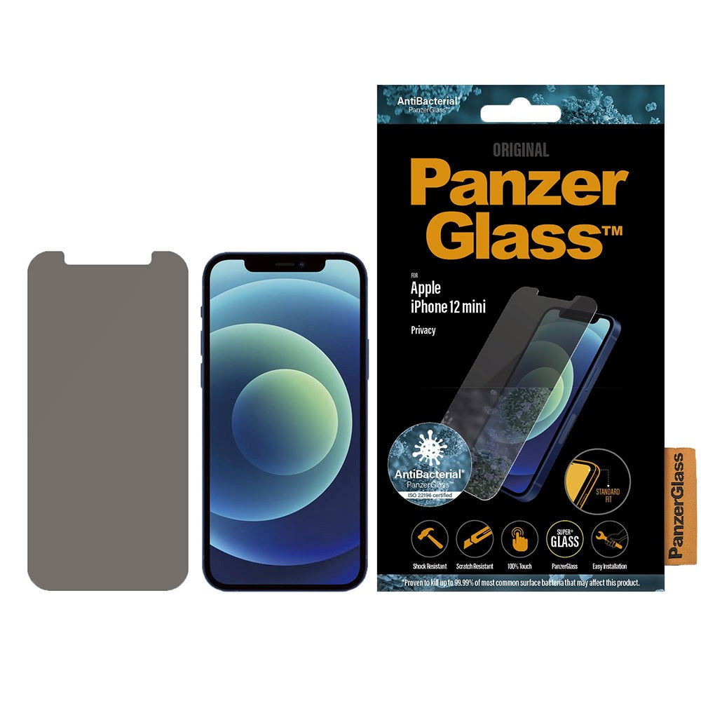 PanzerGlass iPhone 12 Mini AntiBacterial Standard Fit Skærmbeskyttelse - Privacy Glass - Gennemsigtig