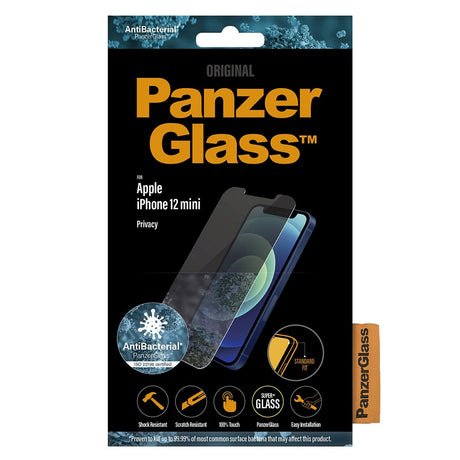 PanzerGlass iPhone 12 Mini AntiBacterial Standard Fit Skjermbeskytter - Personvernglass - Gjennomsiktig
