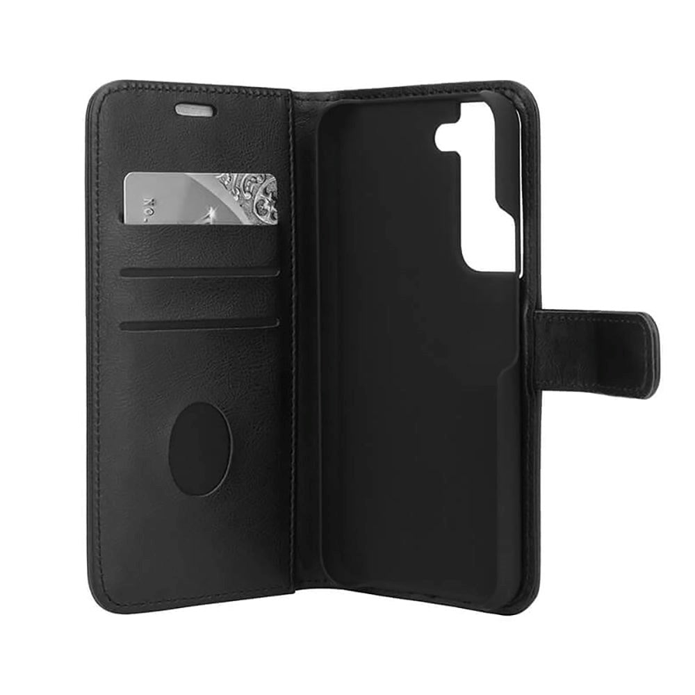 RadiCover Samsung Galaxy S22 - Vegansk Læder Flip Cover - 86% Strålingsbeskyttelse - Sort