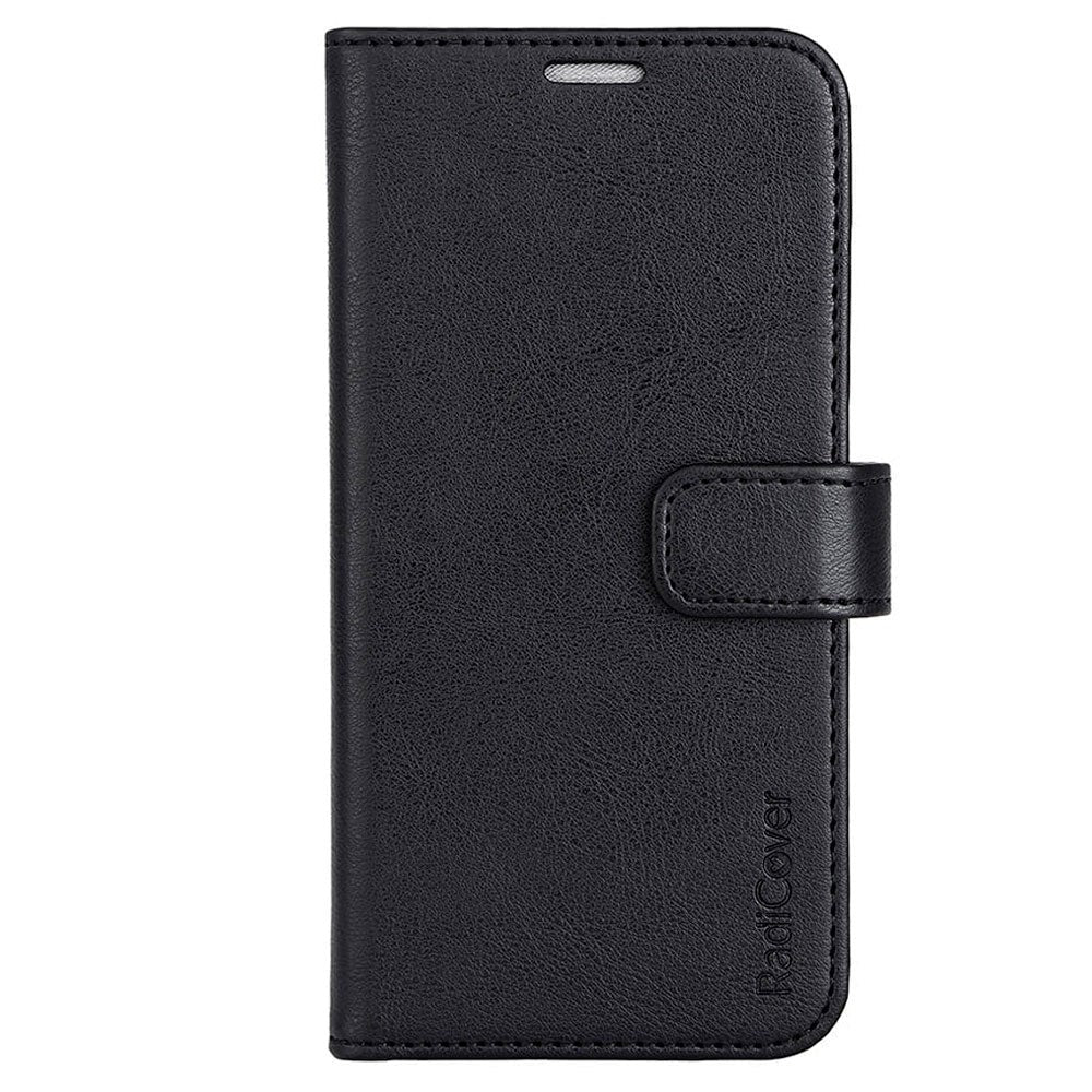 iPhone 15 Pro RadiCover Vegan Leather Flip Cover - 86 % strålebeskyttelse - MagSafe-kompatibel - Svart