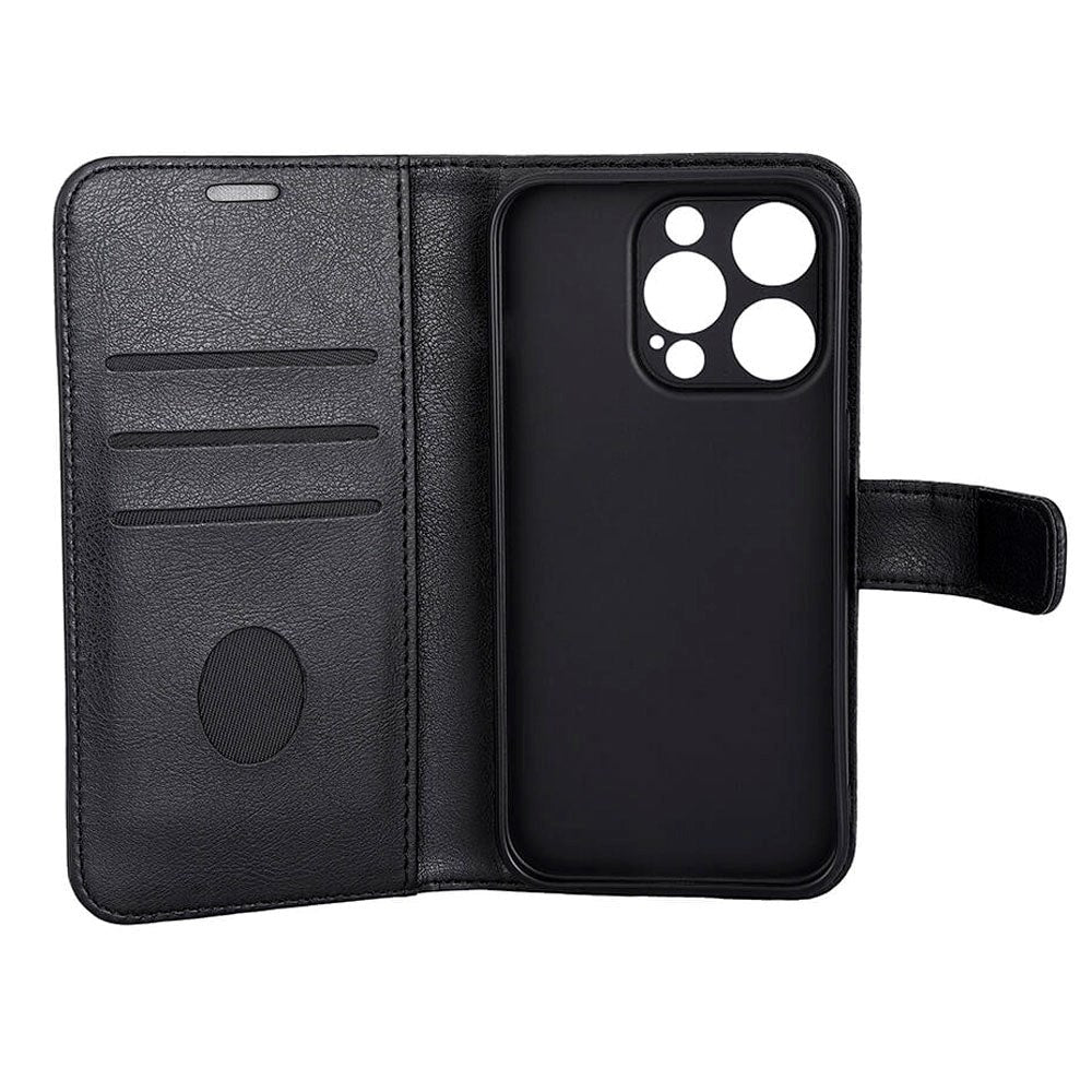 iPhone 15 Pro RadiCover Vegan Leather Flip Cover - 86 % strålebeskyttelse - MagSafe-kompatibel - Svart