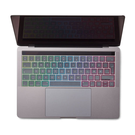 Philbert MacBook Touch Bar 13" / 15" tastaturdeksel m. Dansk tastatur - Gjennomsiktig / Regnbue