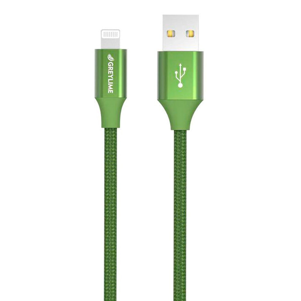 GreyLime Flettet USB-A til Lightning-kabel 1 meter - Grønn