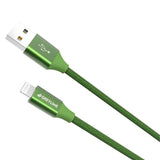 GreyLime Flettet USB-A til Lightning-kabel 1 meter - Grønn