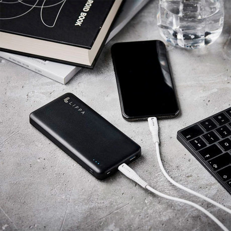 Lippa 18W Powerbank m. USB-C &amp; USB-A - 10 000 mAh - Svart