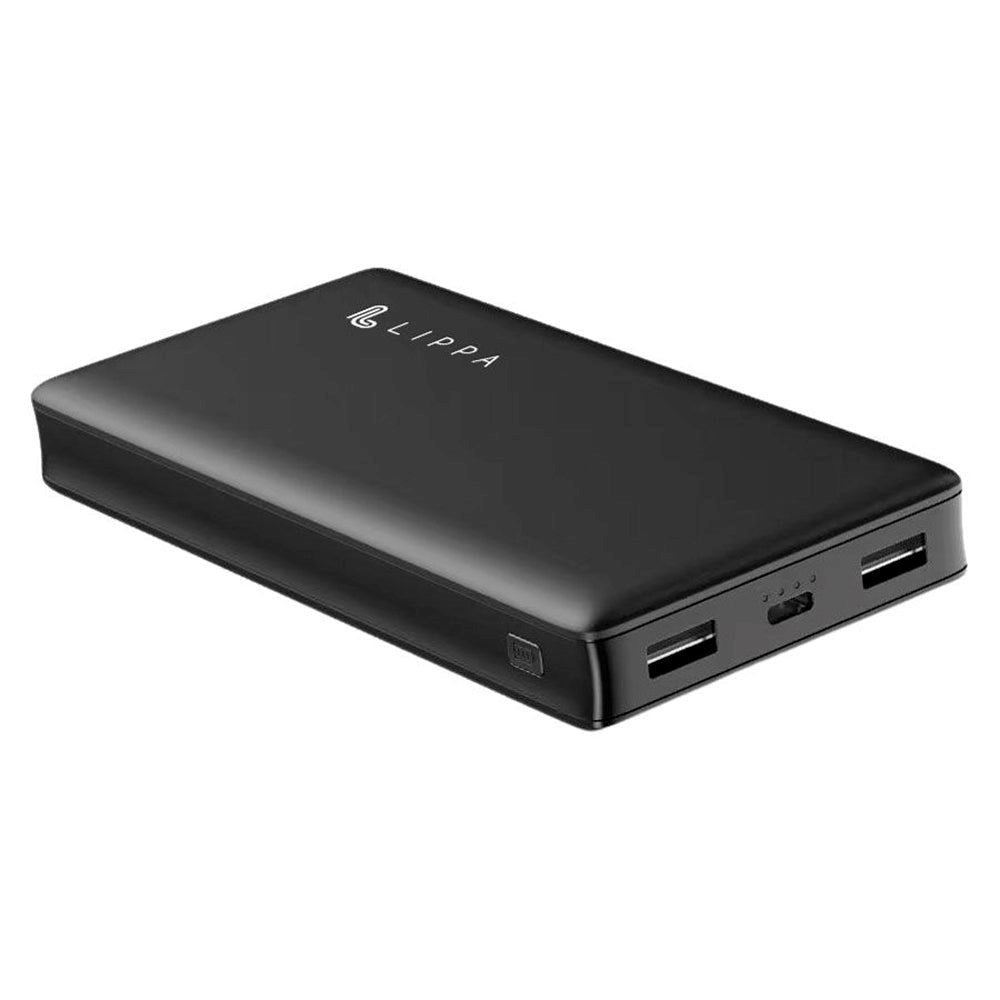 Lippa 18W Powerbank m. 2 x USB-A & 1 x USB-C - 20.000 mAh - Sort