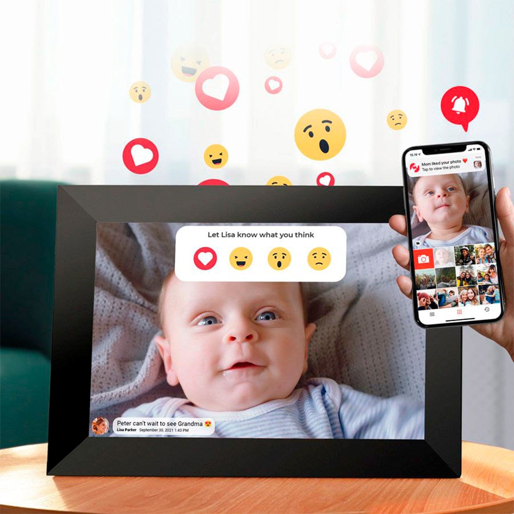 Lippa 10" Smart WiFi Frameo-fotoramme (26,2 x 18,2 cm) - Svart