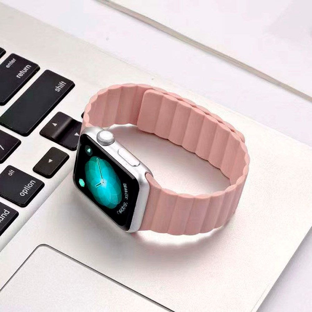 Lippa Apple Watch (38/40/SE/41/42 mm) magnetisk silikonrem - rosa