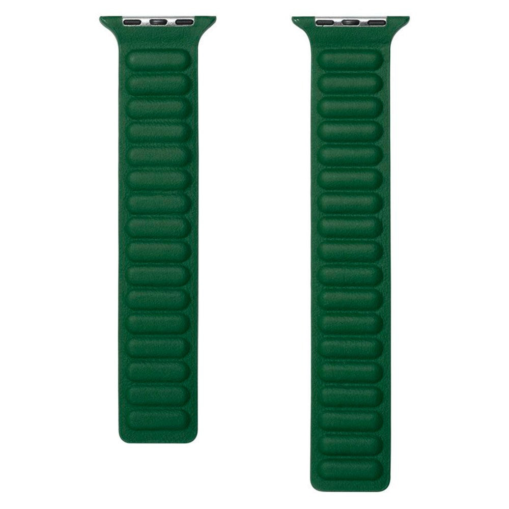Lippa Apple Watch (42/44/SE/45/46/49 mm) magnetisk lærreim - mørkegrønn