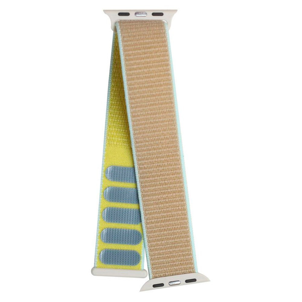Apple Watch (42/44/SE/45/46/49 mm) Lippa Nylonstropp - Gul m. Blå kant