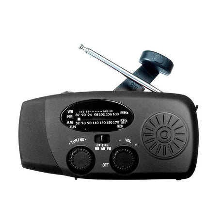 Lippa nødradio m. Solar PowerBank 2000mAh og lommelykt - svart