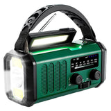 Nødradio Lippa FM - håndsveiv, solcellepanel, kompass, 10 000 mAh Powerbank - Grønn
