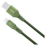 GreyLime 12W Braided USB-A til Lightning Kabel 3 meter - Grøn