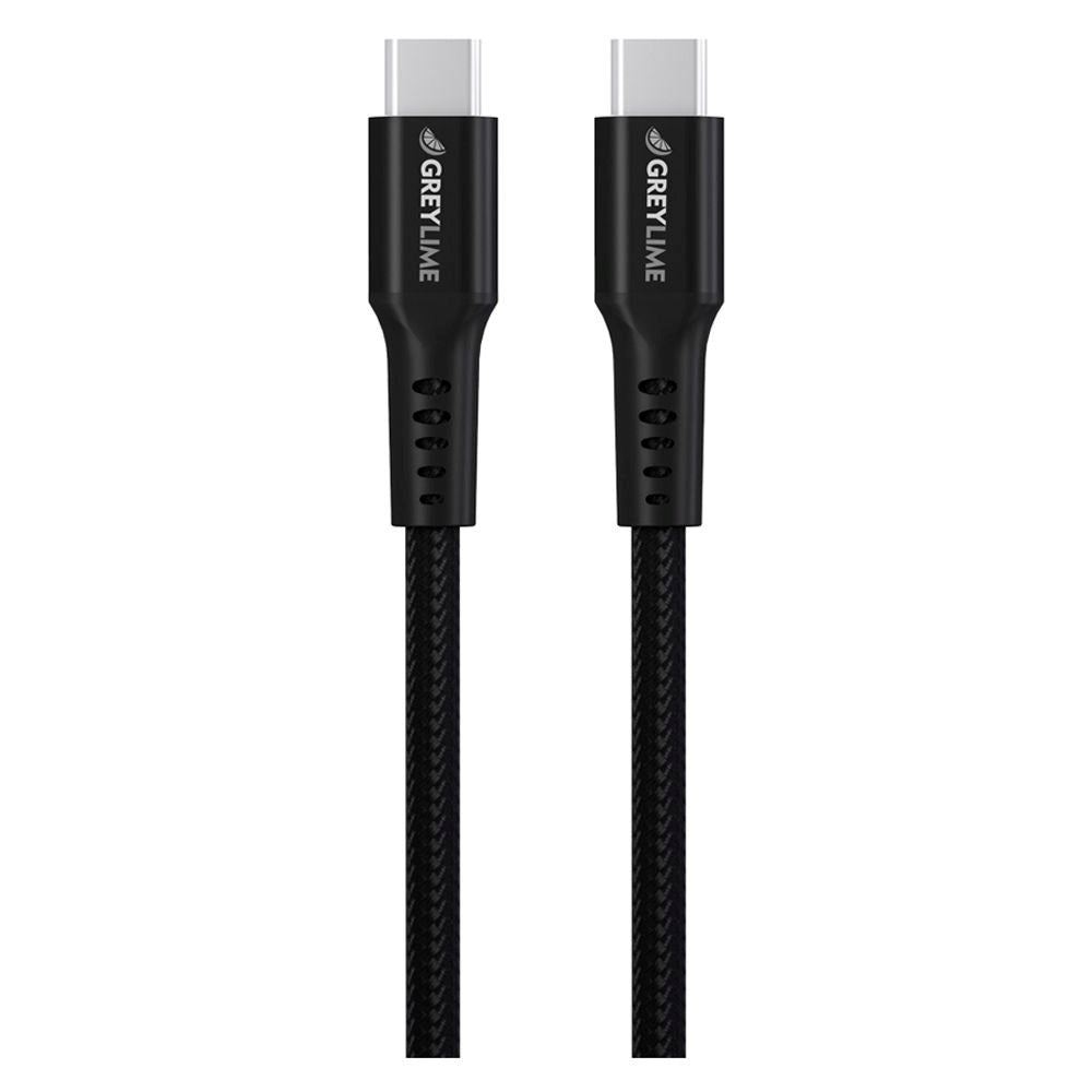 GreyLime 60W Braided USB-C til USB-C Kabel 3 meter - Sort