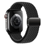 Apple Watch (42/44/SE/45/46/49mm) Nylon Rem Lippa - Magnetisk Lås - Sort