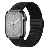 Apple Watch (42/44/SE/45/46/49mm) Nylon Rem Lippa - Magnetisk Lås - Sort