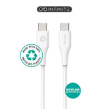 eSTUFF INFINITE 1 m USB-C til USB-C-kabel 60W - 100 % resirkulert plast - hvit