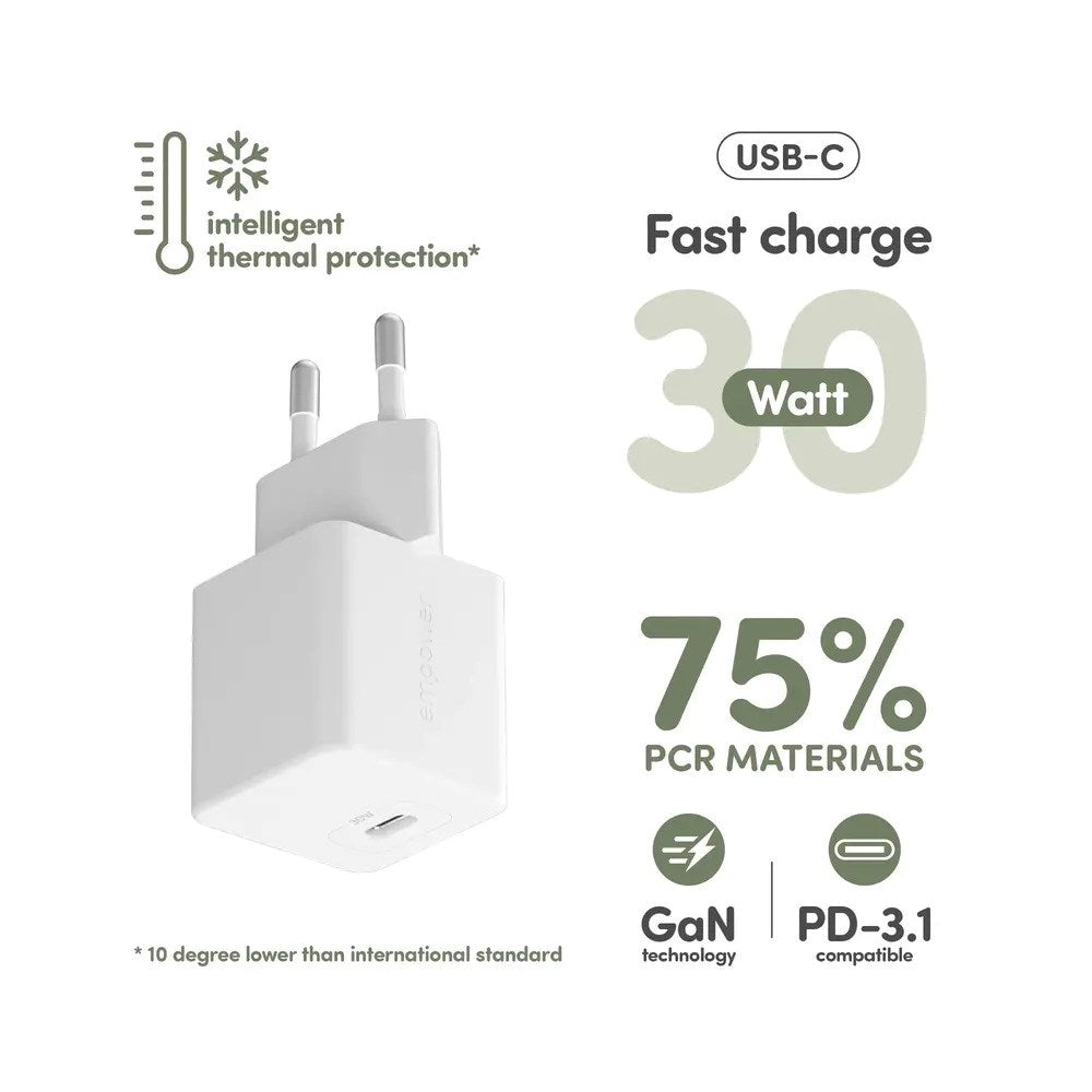 empower by PanzerGlass Turbo Vægoplader - 1x USB-C - 30W - Silver White
