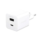empower by PanzerGlass Turbo Vægoplader - 1x USB-A & 1x USB-C - 35W - Silver White