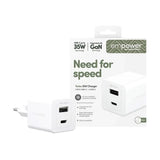 empower by PanzerGlass Turbo Vægoplader - 1x USB-A & 1x USB-C - 35W - Silver White