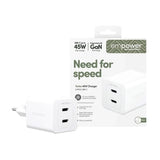 empower by PanzerGlass Turbo Vægoplader - 2x USB-C - 45W - Silver White