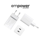 empower by PanzerGlass Turbo Vægoplader - 2x USB-C - 45W - Silver White
