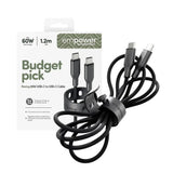 empower by PanzerGlass Racing 1.2m / 60W USB-C til USB-C Kabel - Space Black