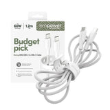 empower by PanzerGlass Racing 1.2m / 60W USB-C til USB-C Kabel - Silver White