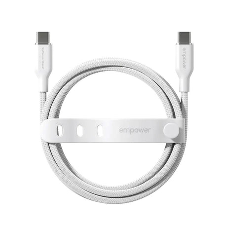 empower by PanzerGlass Racing 2m / 60W USB-C til USB-C Kabel - Silver White