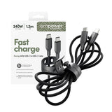 empower by PanzerGlass Racing 1.2m / 240W USB-C til USB-C Kabel - Space Black