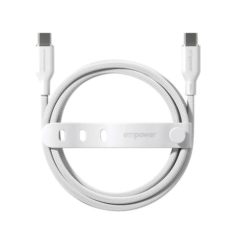empower by PanzerGlass Racing 1.2m / 240W USB-C til USB-C Kabel - Silver White