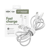 empower by PanzerGlass Racing 1.2m / 240W USB-C til USB-C Kabel - Silver White