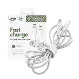 empower by PanzerGlass Racing 2m / 240W USB-C til USB-C Kabel - Silver White