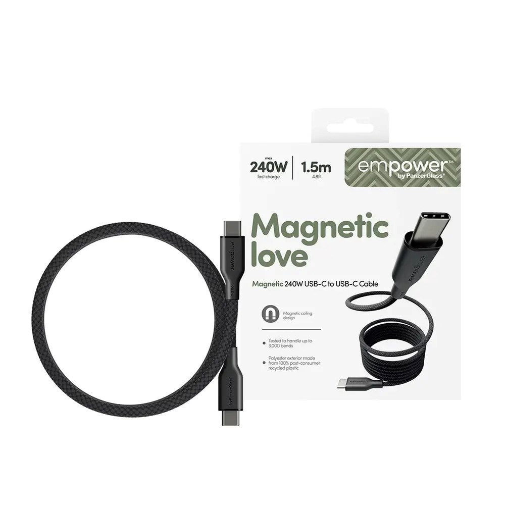 empower by PanzerGlass Magnetic 1.5m / 240W USB-C til USB-C Kabel - Space Black