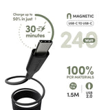 empower by PanzerGlass Magnetic 1.5m / 240W USB-C til USB-C Kabel - Space Black