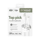 empower by PanzerGlass Racing 1.2m / 60W USB-C til Lightning Kabel - Silver White