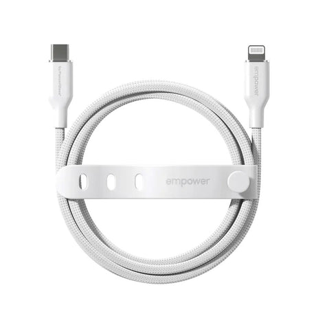 empower by PanzerGlass Racing 1.2m / 60W USB-C til Lightning Kabel - Silver White