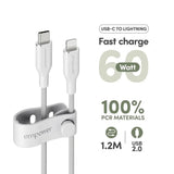 empower by PanzerGlass Racing 1.2m / 60W USB-C til Lightning Kabel - Silver White