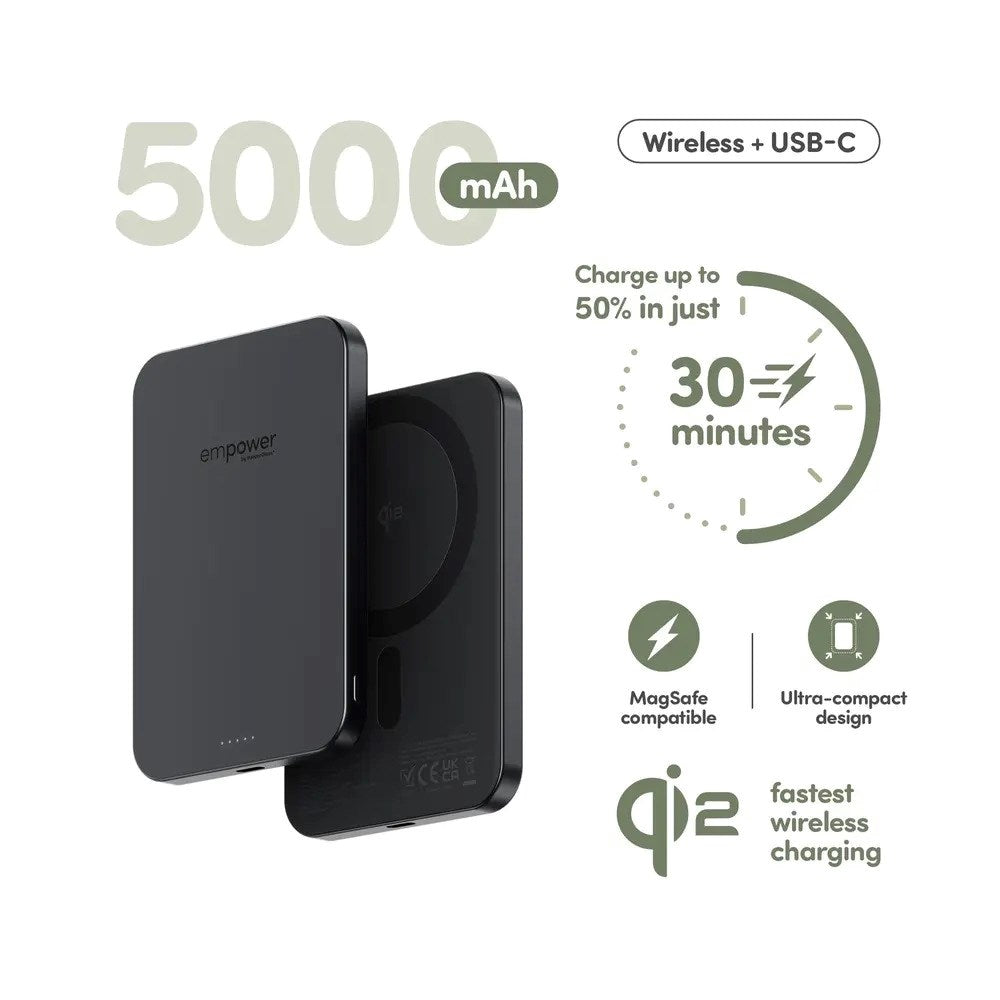 empower by PanzerGlass 5000 mAh empower Bank - Qi2 / MagSafe Kompatibel - Space Black